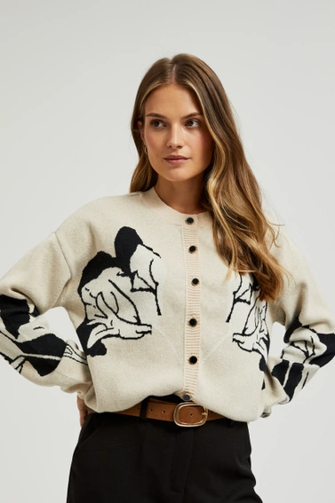 Sweter zapinany na guziki beżowy