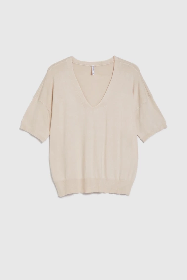 Sweter z krótkimi rękawami beżowy