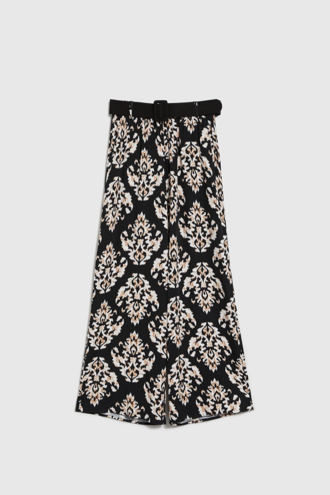 Wiskozowe spodnie z paskiem czarne