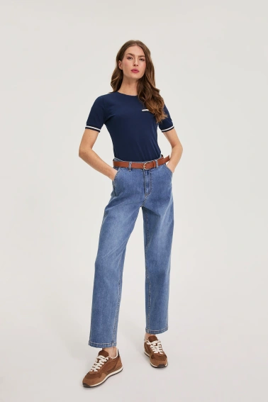 Jeansy z paskiem niebieskie