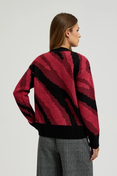 Sweter z geometrycznym wzorem czerwony 