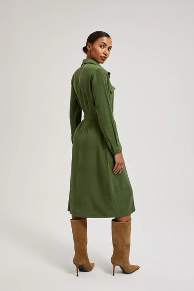 Sukienka typu szmizjerka z długimi rękawami khaki