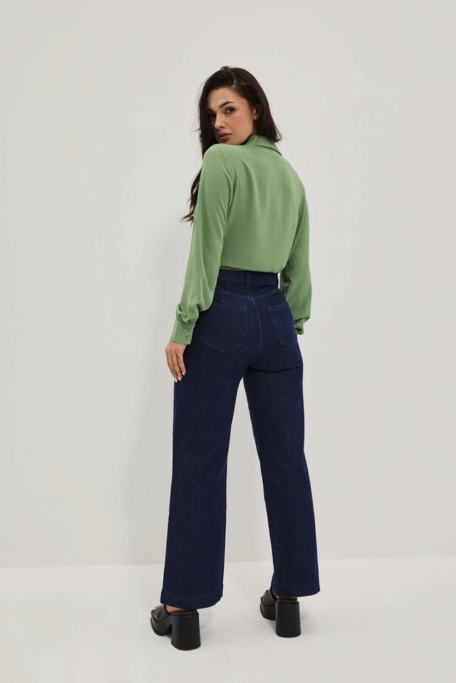 Jeansy dzwony z wysokim stanem