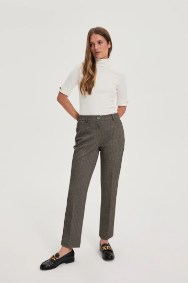 Spodnie z metaliczną nitką ciemnobeżowe