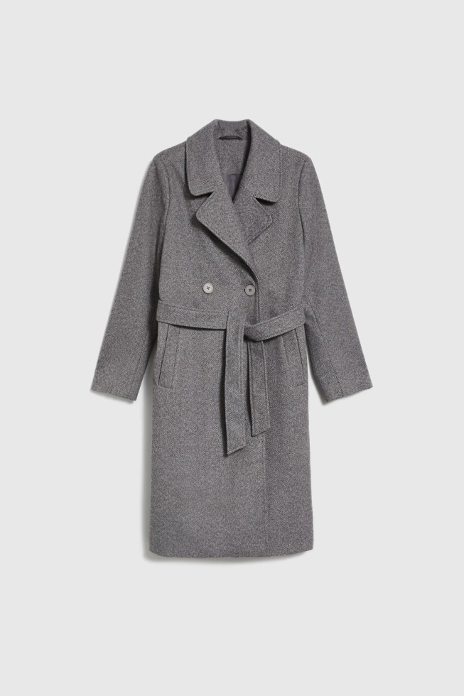 Płaszcz z paskiem szary