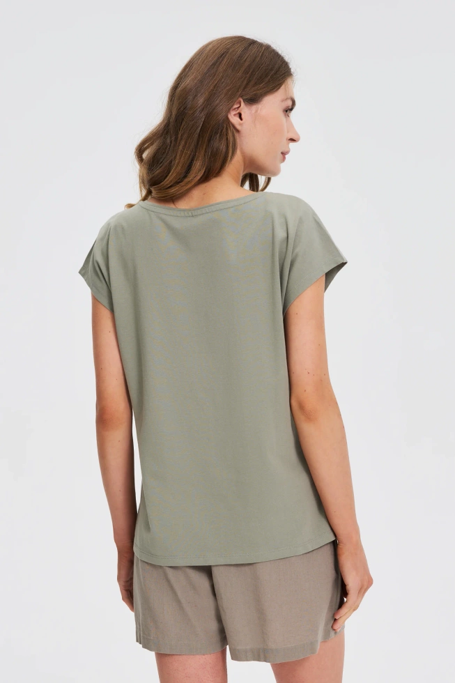 T-shirt z nadrukiem oliwkowy