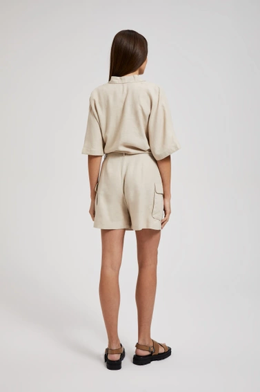 Lniane szorty beżowe 