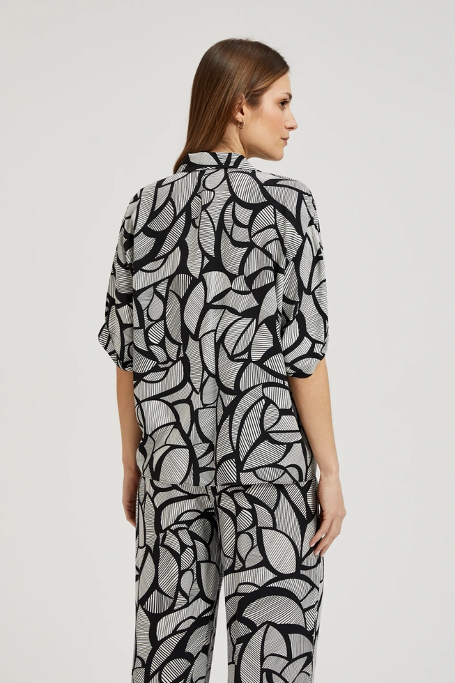Wiskozowa koszula czarno-biała