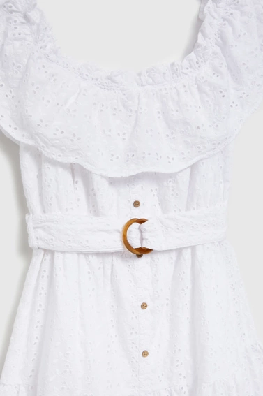 Letnia sukienka midi z paskiem biała