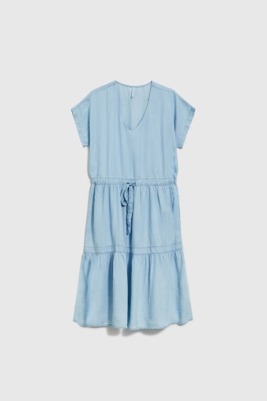 Sukienka midi z lyocell błękitna