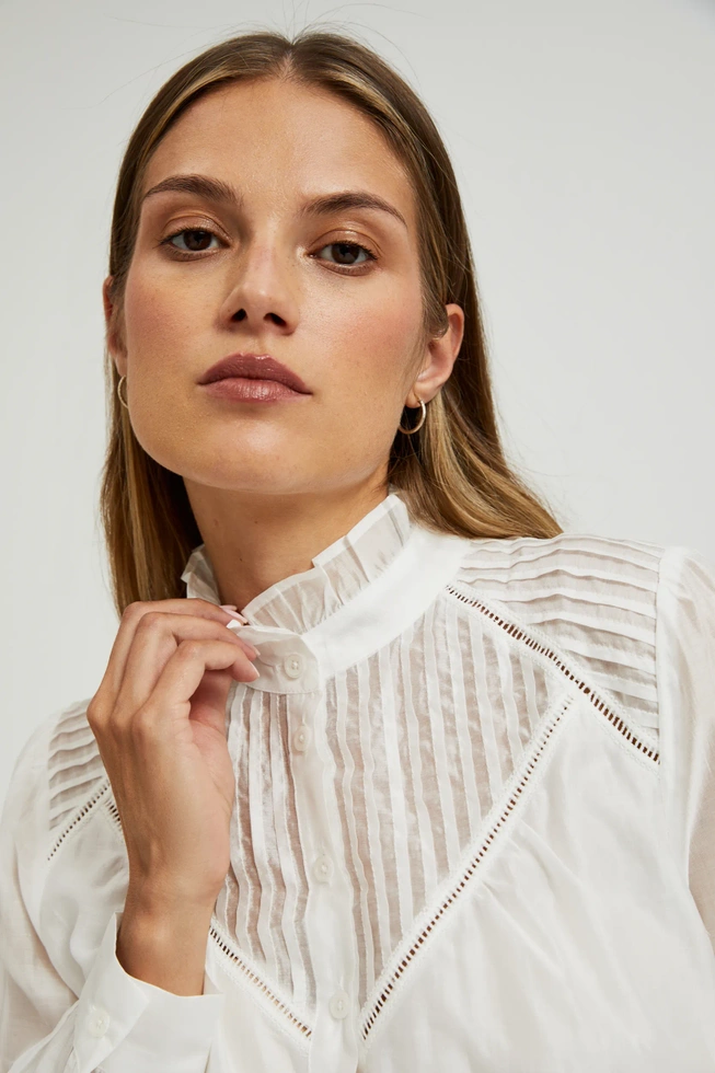 Bawełniana koszula z falbankami biała