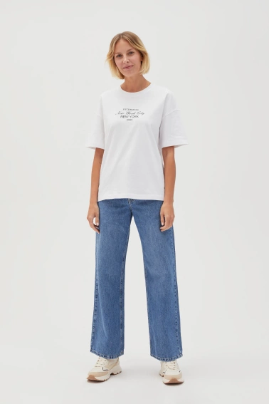 Bawełniany biały t-shirt z napisem