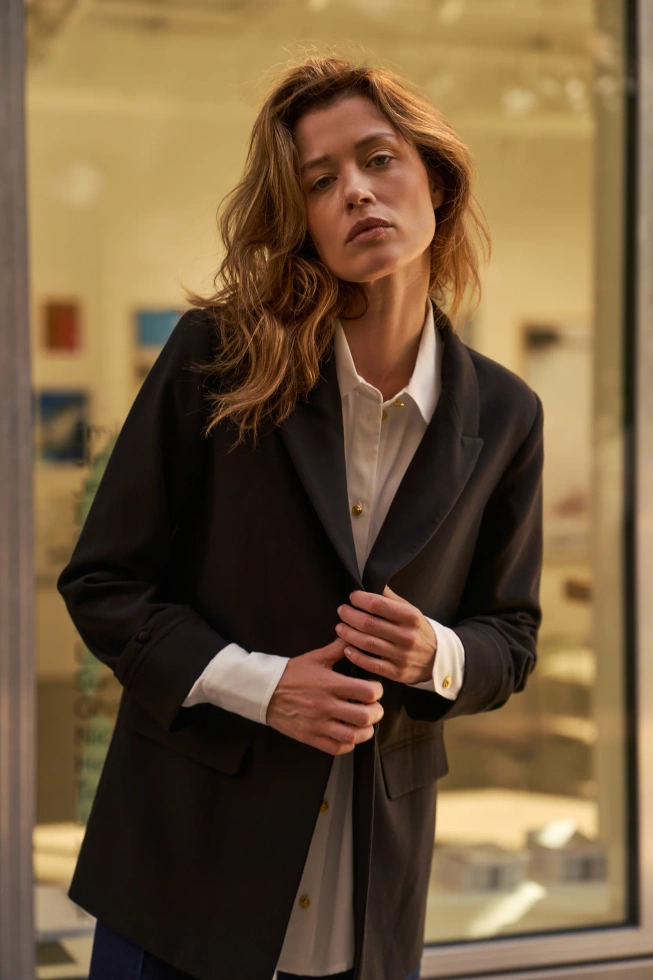 Gładka marynarka czarna