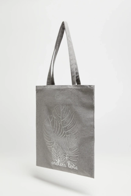 Torba shopper z nadrukiem szara