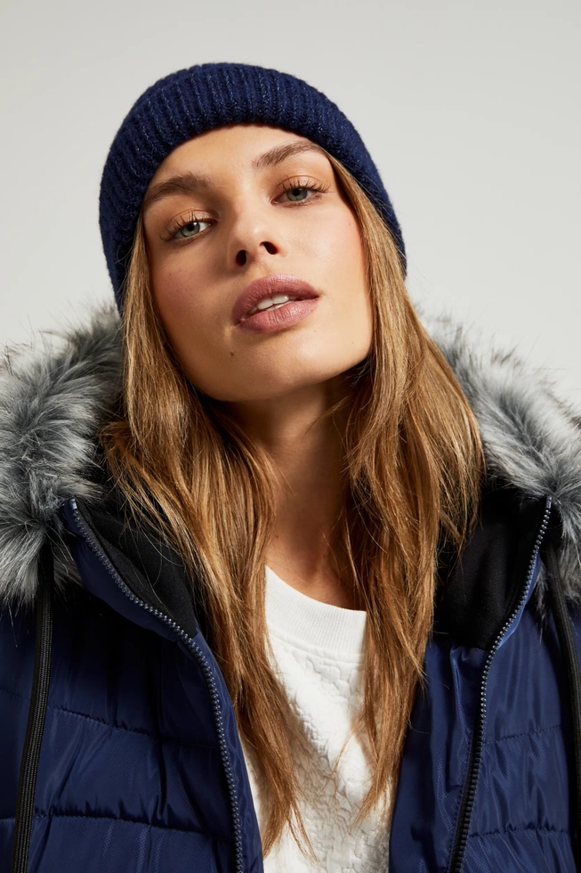 Zimowa pikowana kurtka granatowa