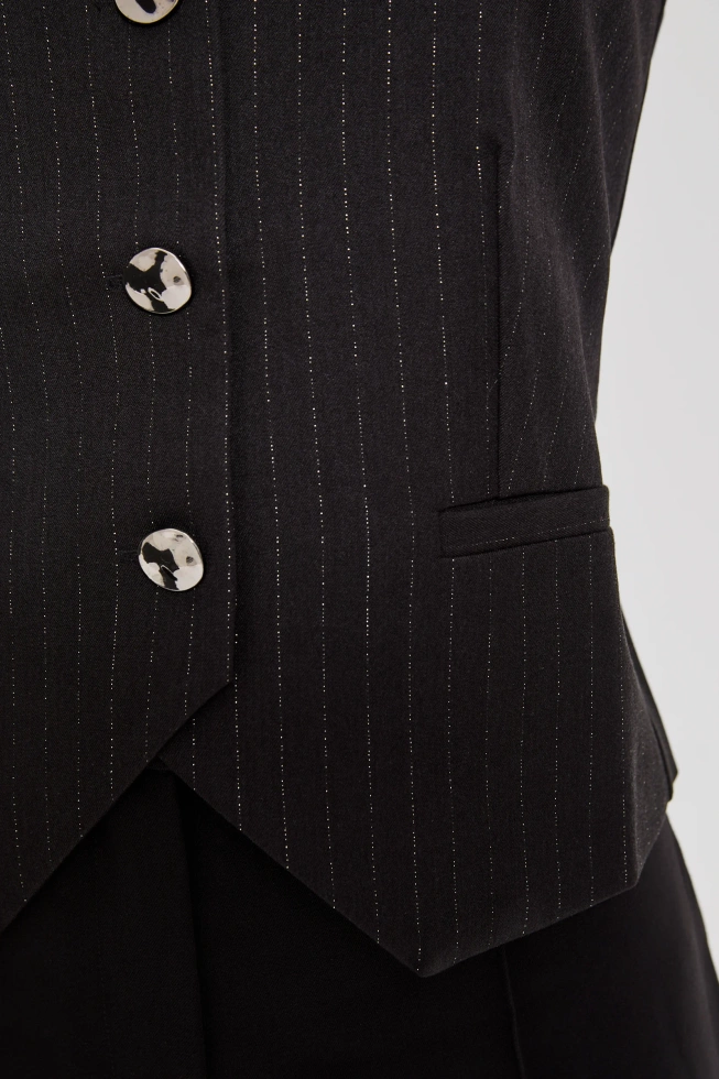 Kamizelka z ozdobnymi guzikami czarna