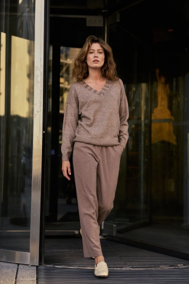 Spodnie cygaretki brązowe