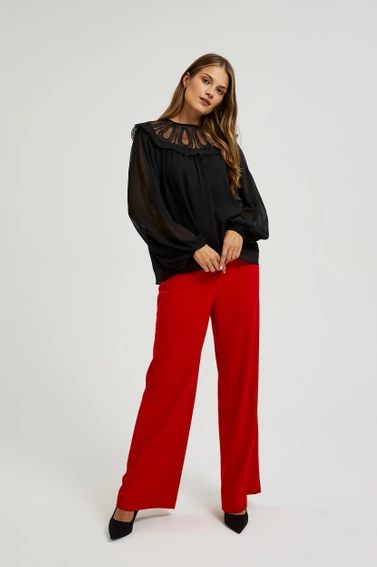 Koszula z ozdobnym dekoltem czarna