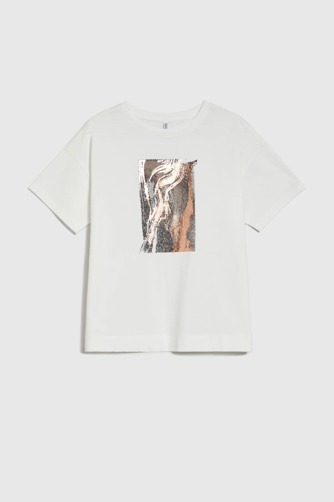 Bawełniana bluzka z nadrukiem biała