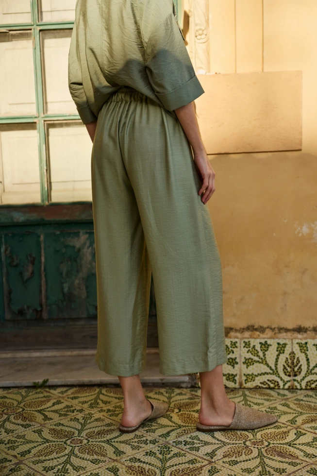 Spodnie kuloty z bawełny oliwkowe