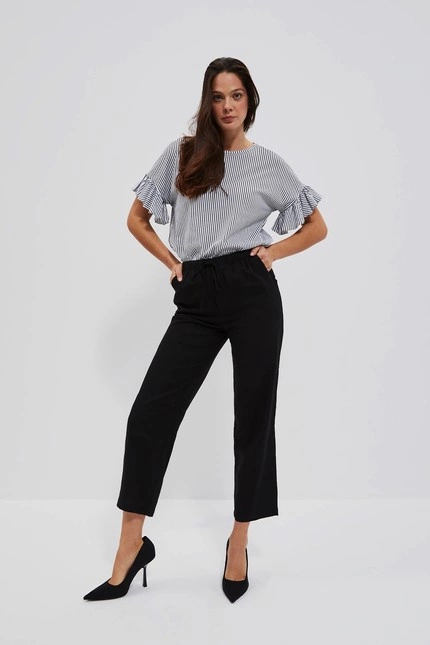 Lniane spodnie z prostą nogawką czarne