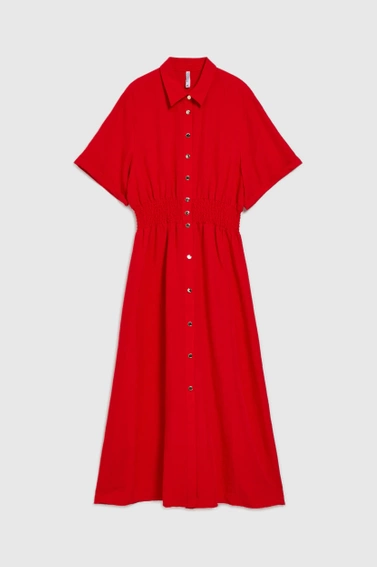 Koszulowa sukienka midi czerwona