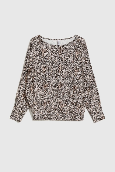 Sweter w panterkę beżowy