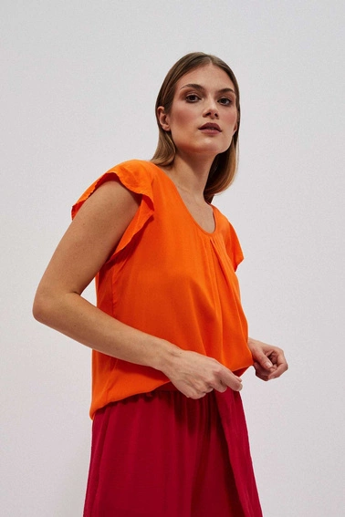 Luźna koszula z krótkim rękawem pomarańczowa