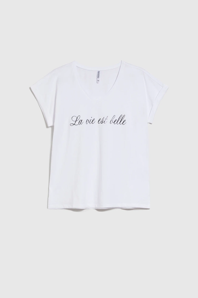 T-shirt z napisem biały