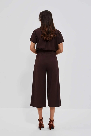 Spodnie kuloty z gumą w talii ciemnobrązowe