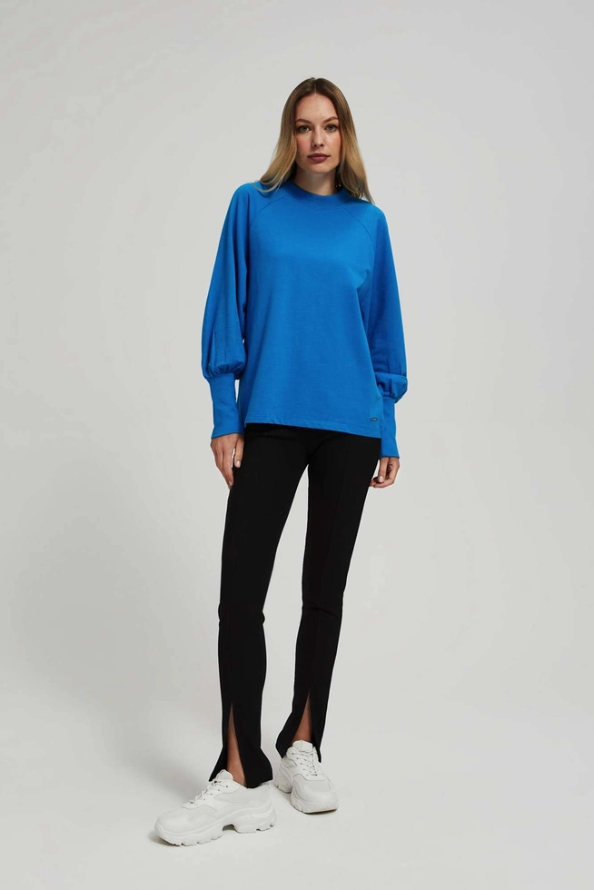 Bluza z bufiastymi rękawami lazurowa