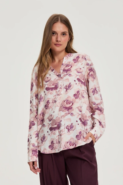 Koszula w kwiaty ecru