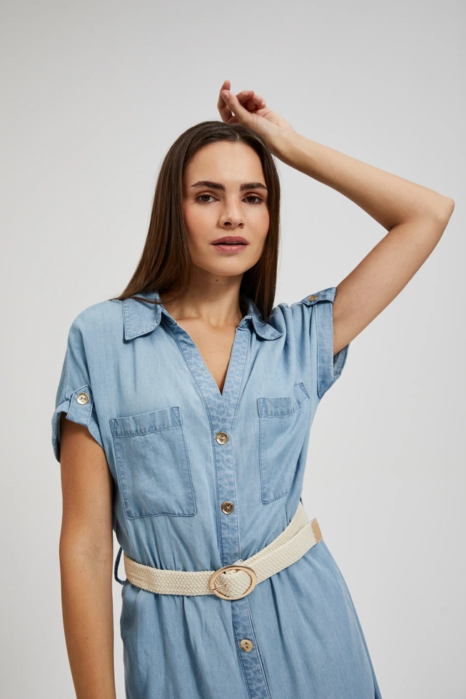 Sukienka lyocell o długości midi błękitna