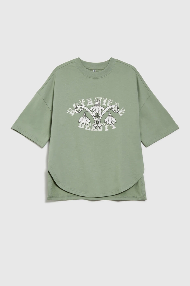 Bawełniana bluza z nadrukiem i krótkimi rękawami