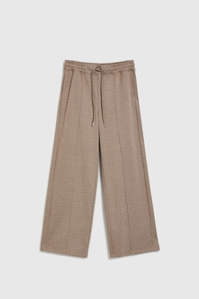 Spodnie z szerokimi nogawkami w kant beżowe