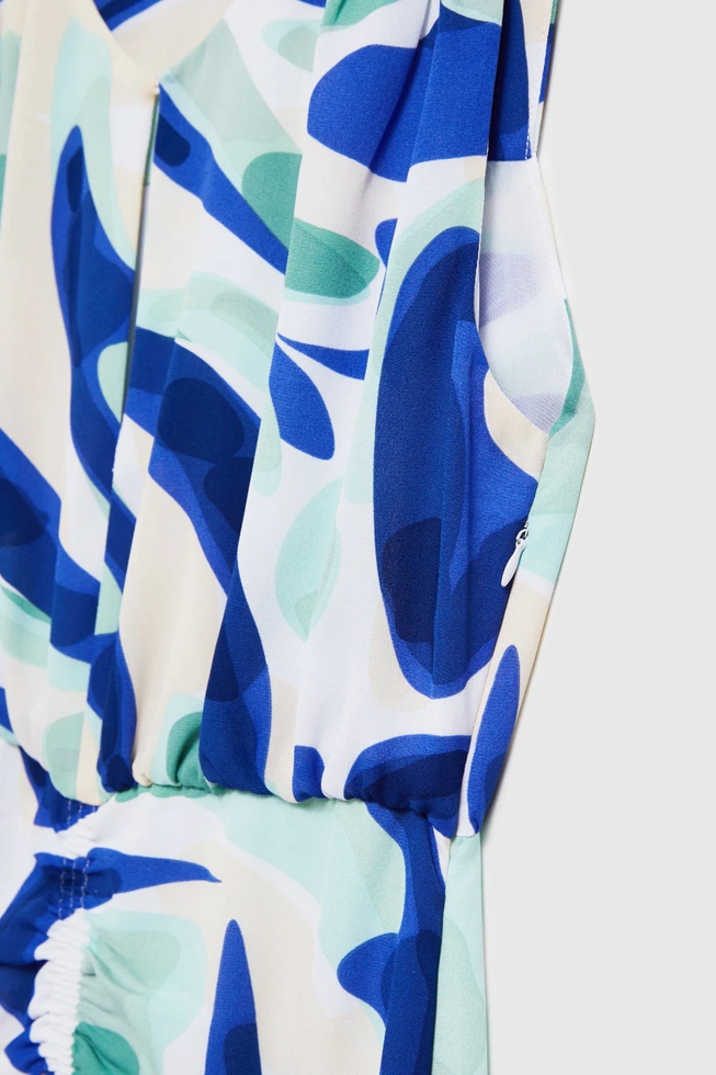 Wzorzysta sukienka midi miętowa