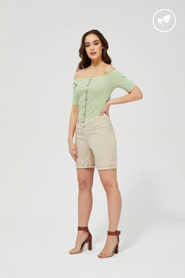 Szorty lyocell o długości do połowy uda beżowe