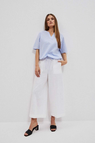 Koszula z wiązaniem biało niebieska