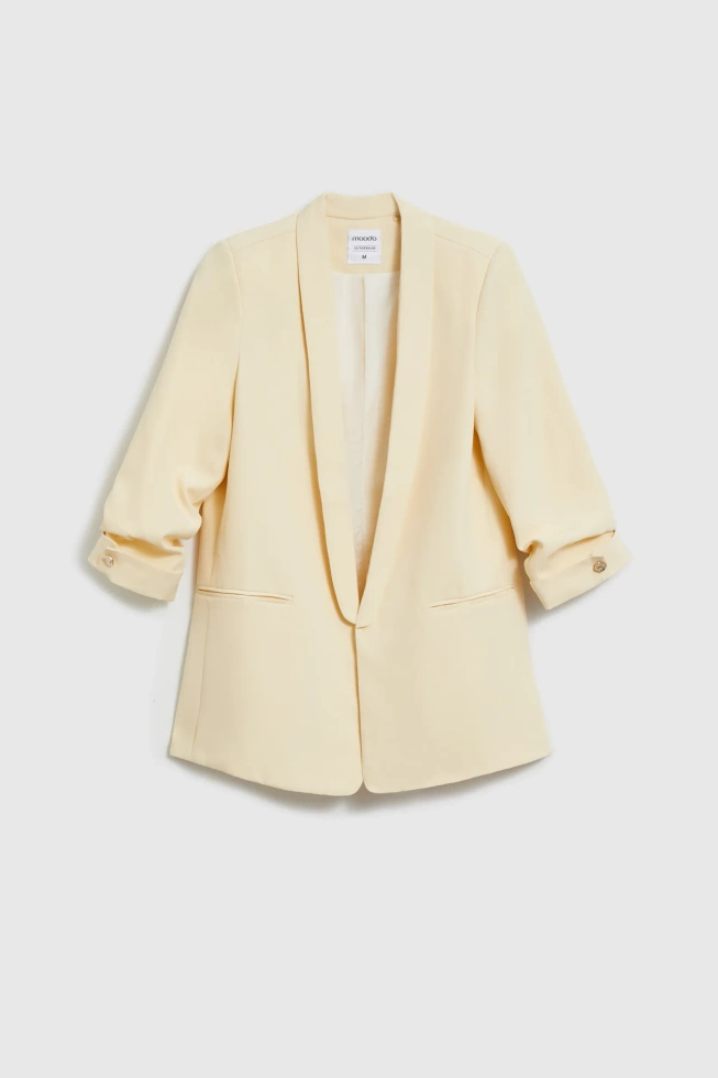 Marynarka z marszczonymi rękawami żółta