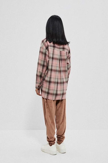 Koszula w kratę różana