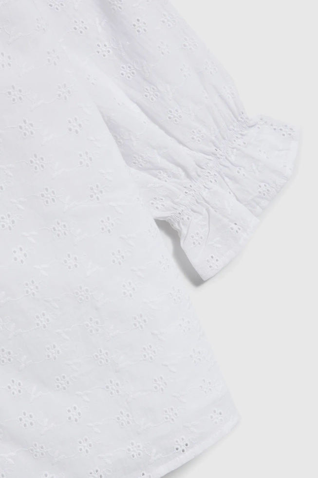 Bawełniana koszula z bufiastymi rękawami biała