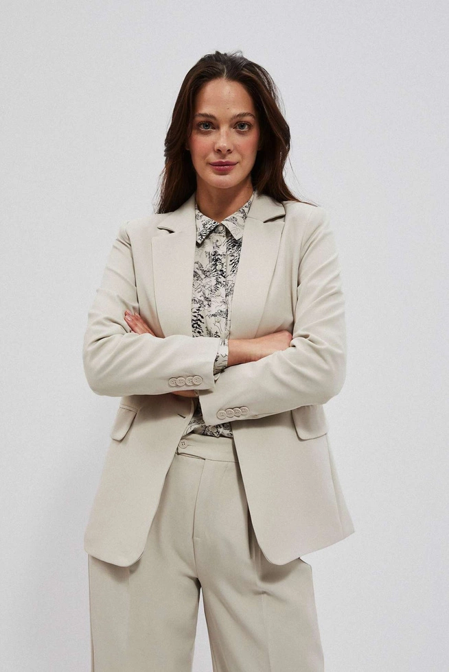 Jednorzędowa gładka marynarka piaskowa