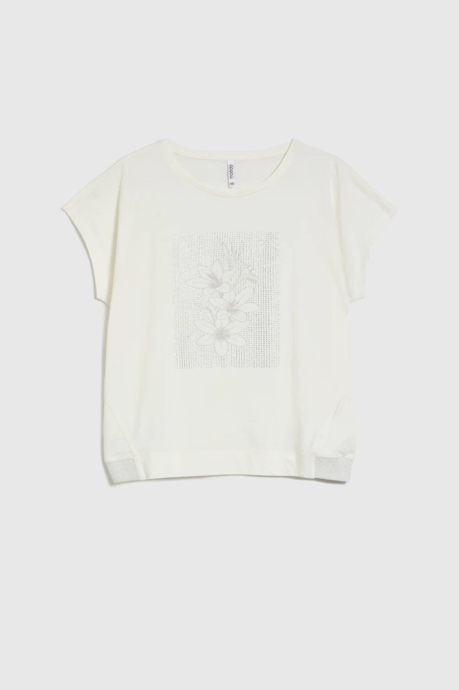 Bawełniana bluzka z nadrukiem biała