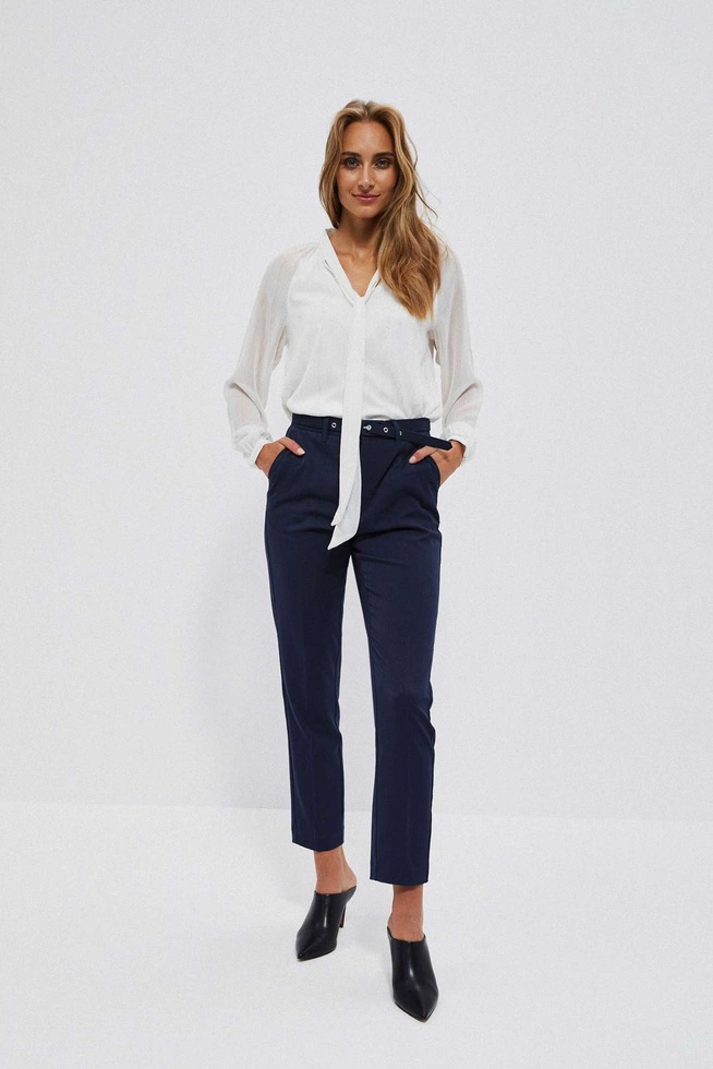 Spodnie cygaretki z paskiem granatowe