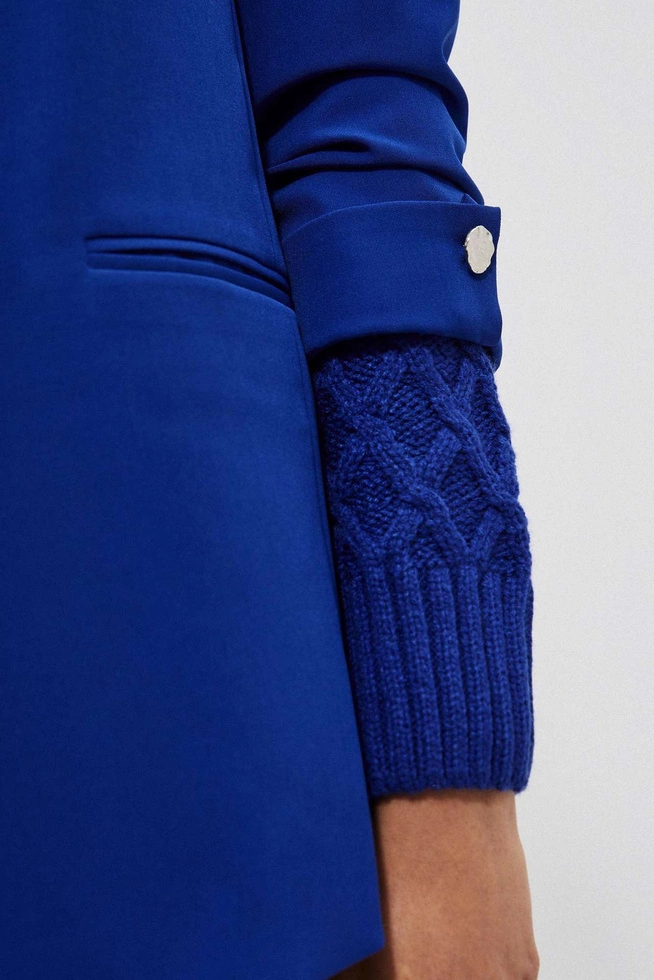 Marynarka z marszczonymi rękawami 3/4 lazurowa