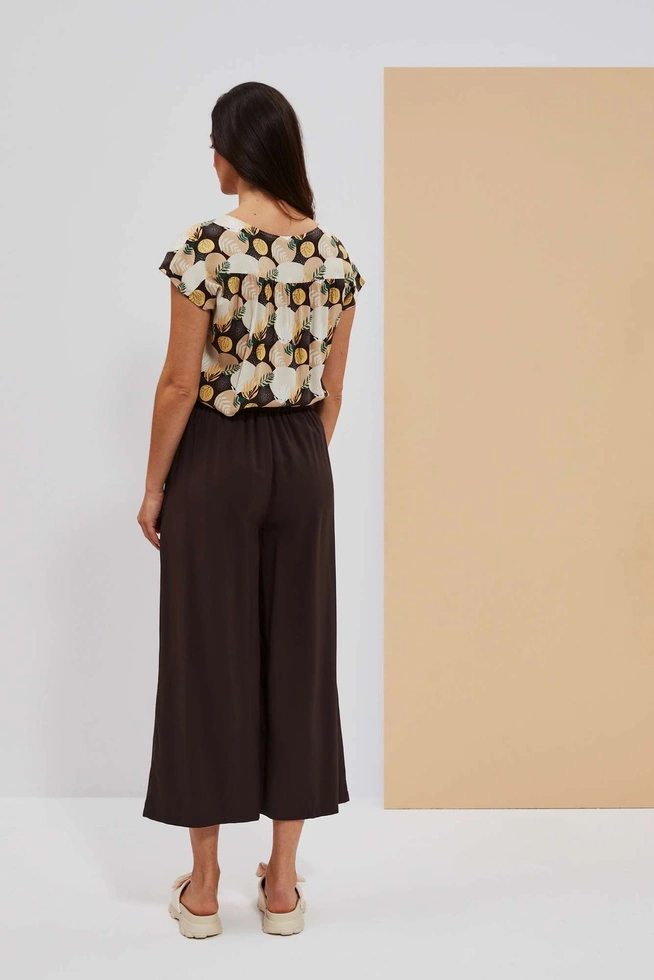 Spodnie kuloty z guzikami ciemnobrązowe