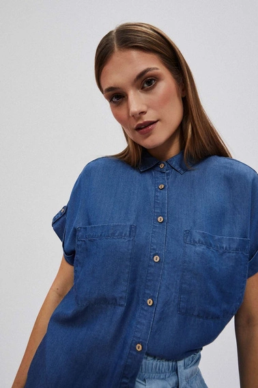 Koszula lyocell ciemnoniebieska