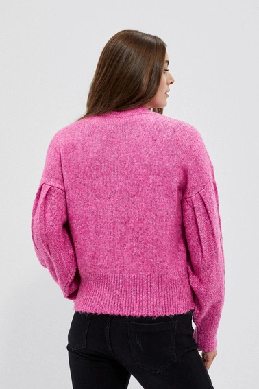 Sweter w warkoczowy splot fuksjowy