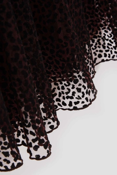 Rozkloszowana spódnica midi kasztanowa