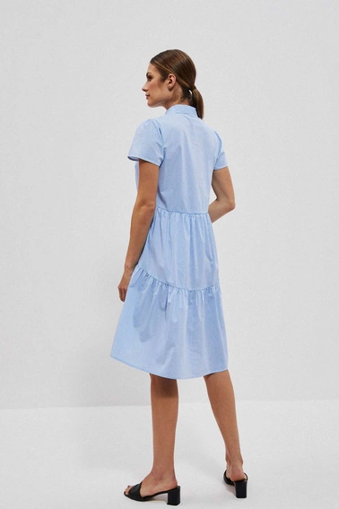 Koszulowa sukienka biało niebieska